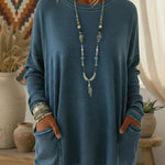 Casual Cozy Loose Denim Cotton Pocket Top
