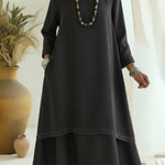 Vintage Peter Pan Collar Double-layered Hem Denim Dress