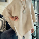 Women's Solid Color V-neck Casual Loose Cotton And Linen Fringed Shawl