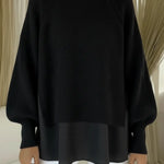 Women's Comfortable Patchwork Faux Two-piece Lantern Sleeve Sweater