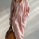 Women's Solid Color Long-sleeved Casual Loose Hooded Knit Dress