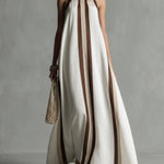 Casual Striped Linen And Cotton Maxi Sleeveless Dress
