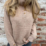 Women's Stand-up Collar Knit Solid Color Button Casual Loose Sweater