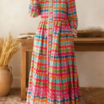 Women's Plaid Print Peter Pan Collar Long-sleeved Casual Loose A-line Dress
