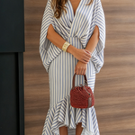 Stylish Striped Elegant Shirt And Skirt Two-piece Set