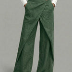 Women's Solid Color Elastic Waist Casual Loose Linen Wide-leg Pants