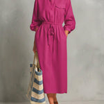 Linen And Cotton Dress With Drawstring Waist