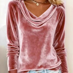 Women's Velvet Draped Neck Top