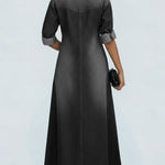 Women's Lapel Long-sleeved Casual Loose Denim Shirt Dress