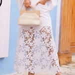 Stylish And Casual Patchwork Lace Denim Skirt