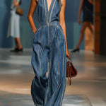 Women's V-neck Sleeveless Casual Loose Denim Jumpsuit With Wide Legs