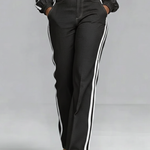 Casual And Cozy White-trimmed Straight-leg Jeans
