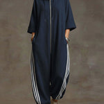 Women's 3/4 Sleeve Casual Loose Hooded Linen Jumpsuit