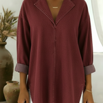 Casual And Cozy Collared Denim Cotton Top