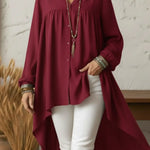 Boho Comfortable Solid Color Flowy Shirt