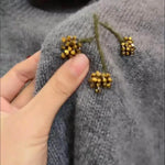 Women's Cozy Three-dimensional Embroidered And Beaded Pullover Sweater