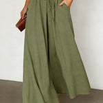 Women's Elastic Wide-leg High-waisted Trousers