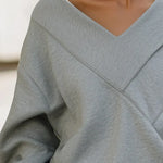 Women's Casual Plain Asymmetrical Loose Cotton Sweatshirt