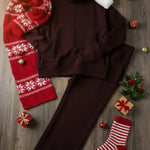 Women's Casual Turtleneck Cotton Sweatshirt And Pants Two-piece Set
