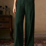 Women's Solid Color High-waisted Casual Loose Corduroy Wide-leg Pants