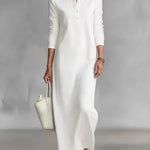 Women's Cotton Linen Stand Collar Long-sleeved Dress