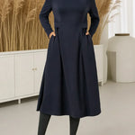 Women's Solid Color V-neck Long Sleeve Casual Loose Knit Dress