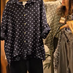 Casual Polka Dot Linen And Cotton Shirt And Trousers Two-piece Set
