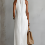 Angeles - Linen midi dress with mandarin collar