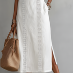 Angeles - Linen midi dress with mandarin collar