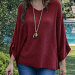 Women's V-neck Long-sleeved Casual Loose-fitting Knitted Pullover Sweater