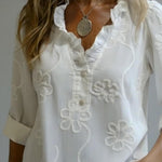 Retro Romantic Ruffled Collar Floral Shirt