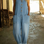 Women's Casual Cotton Vest And Denim Jumpsuit