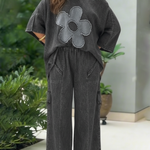 Casual Pocketed Denim Wide-leg Pants