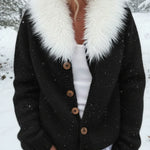 Women's Retro Fur Collar Knit Sweater Cardigan