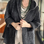 Women's Boucle Wool Blend Zip-up Hooded Jacket