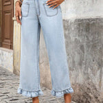 Women's Casual Ruffle Denim Jeans