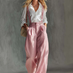 Cozy Loose-fitting Linen Overalls Wide-leg Pants ( Two-way Wear）