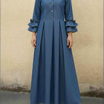 Women's Casual Denim Dress With Ruffled Sleeves