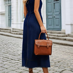 Women's Slim-fit Long Sleeveless Denim Dress With Zipper