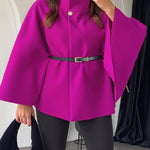 Women's Stylish Elegant Solid-color Wool Cape Coat
