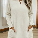 Cozy Polo-neck Coral Fleece Sweatshirt