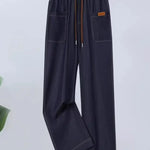 Women's Casual Stretch Cotton Pants With Elastic Waistband.