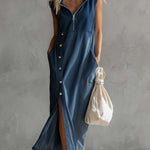 Women's Sleeveless Casual Loose Hooded Denim Dress