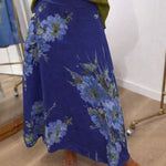 Women's Printed High-waisted Casual Loose A-line Cotton And Linen Skirt