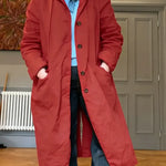 Women's Casual Long-sleeved Cotton Long Coat