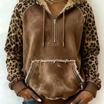 Casual Cozy Leopard Print Patchwork Sweatshirt