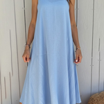 Cozy Basic Loose Linen Cotton Slip Dress