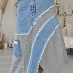 Stylish Casual Patchwork Denim Skirt