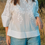 Three-dimensional Embroidered Cotton Top