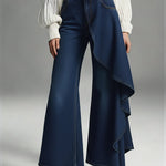 Women's Fashionable Ruffled Denim Pants